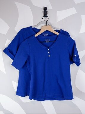 L.L. Bean Lot of 2 100% Cotton Navy T-Shirts | S